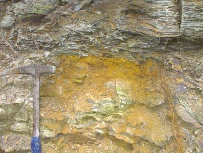 Ob. Pliensbachium als 10 cm rostiges Relikt